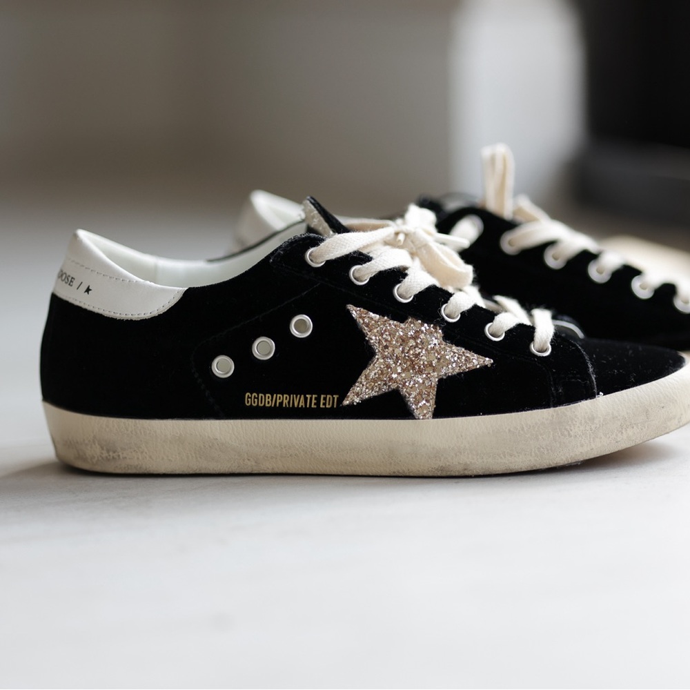 Golden Goose Super-Star glittered & velvet sneakers